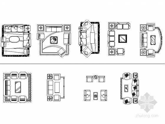 CAD图块平面资料下载-各式风格家居平面CAD图块下载