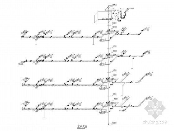 [湖南]某四层宾馆空调系统毕业设计-水系统图 