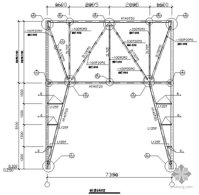 钢立柱与混凝土支撑节点资料下载-某钢支撑结构节点构造详图