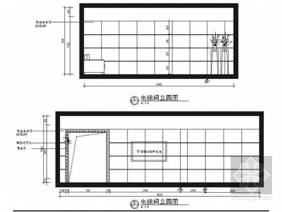 [锡安]知名设计单位高级专业现代月子会所装修施工图（含效果）-护士站走廊立面图