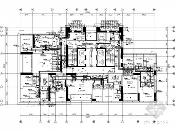 [深圳]超高层商务公寓楼空调通风设计施工图(含计算书)-空调通风平面 