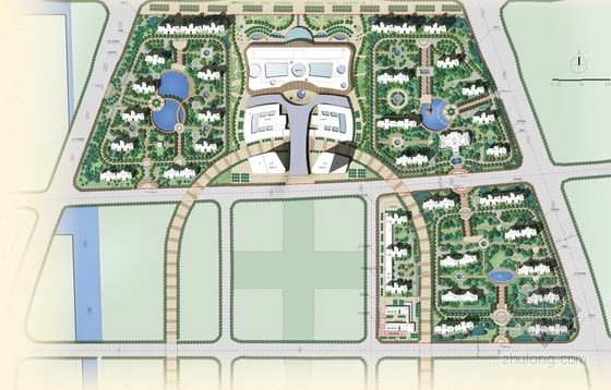 [江苏]泰州居住区及商业地块设计方案文本-城市规划总平面图 