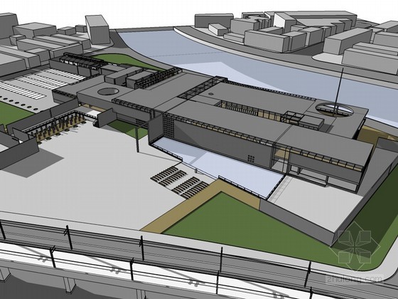 纪念馆建筑cad资料下载-纪念馆建筑SketchUp模型下载