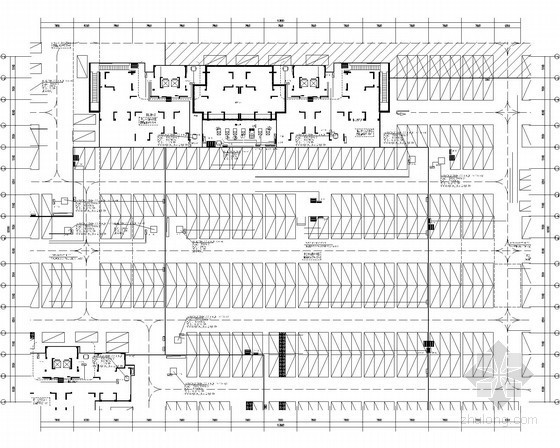 [安徽]住宅小区地下车库强弱电系统设计施工图纸（2015年8月完成）-地下车库动力干线平面图(B区) 
