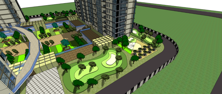 高层居住区居住区资料下载-现代风格高层居住区建筑模型设计