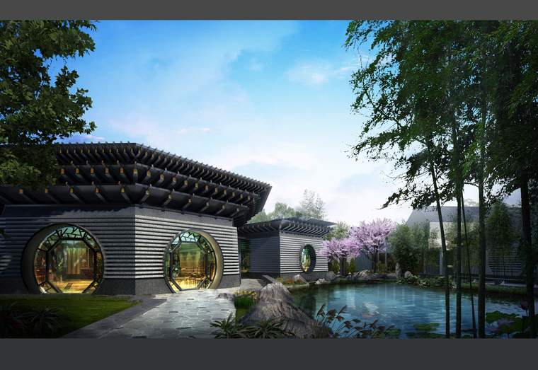 庭院式景观cad资料下载-中国庭院式居住区园林建筑模型（3dmax）