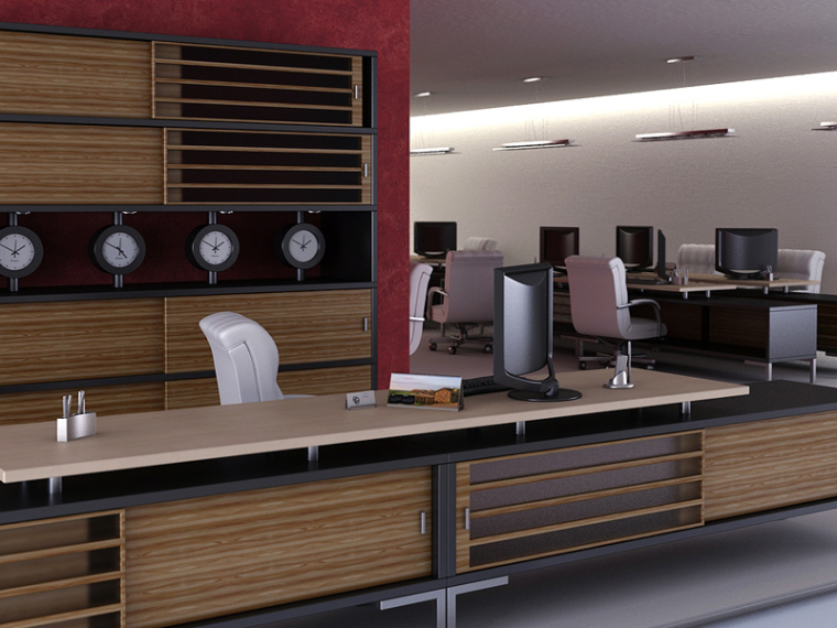 办公沙发3d模型下载资料下载-现代接待处3D模型下载
