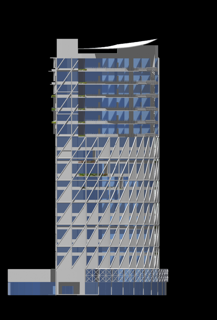 正视图-#关注成长的力量#综合楼高层建筑设计第6张图片