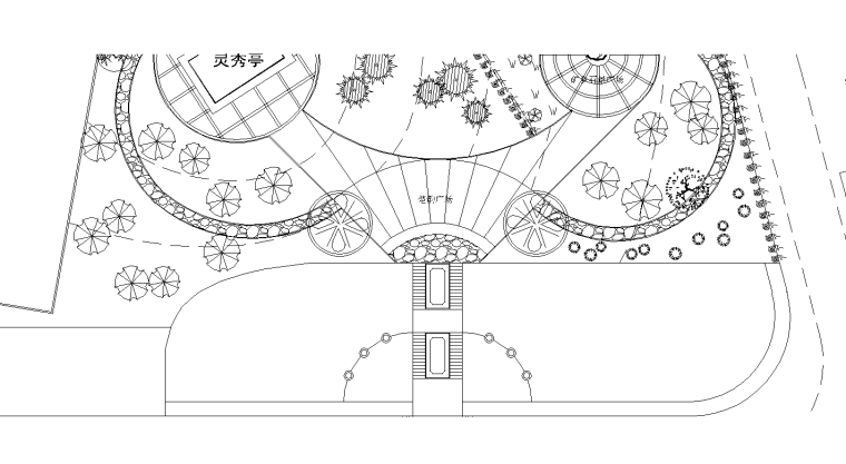 乡镇公园小游园景观设计CAD施工图图纸（含植物配置说明）-乡镇公园景观设计CAD施工图图纸 1-4 局部放大