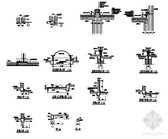 混凝土雨棚节点做法资料下载-雨棚节点详图