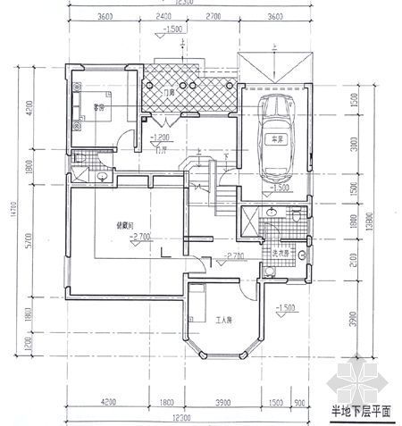 2层合院别墅平面图资料下载-某别墅平面图及效果图2