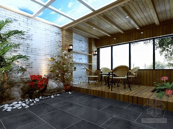 阳台花园设计实景资料下载-花园阳台3D模型下载