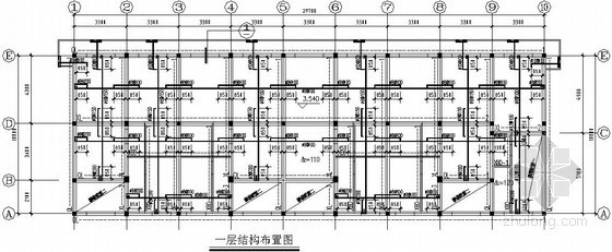 7层条形基础资料下载-砖混结构住宅楼结构施工图（二层 条形基础）