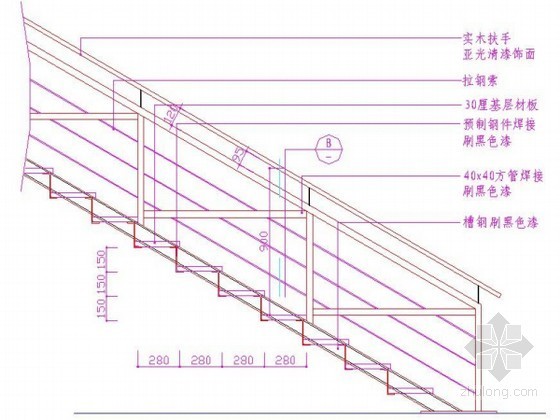 钢架楼梯栏杆大样图资料下载-建筑工程楼梯扶手栏杆大样图