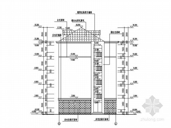 [长沙]某乡中学五层教师宿舍建筑扩初图-剖面 