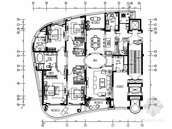 法式居室设计资料下载-[上海]法式浪漫古典宫廷风格四居室样板房精装修施工图（含效果）