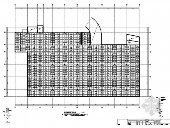[山东]地下一层剪力墙结构网梁楼盖地下车库结构图-地下车库顶板网梁楼盖X向肋梁施工图 