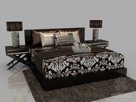 3d现代床资料下载-时尚现代床3D模型下载