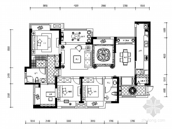 居住空间cad施工图纸资料下载-[重庆]城市中心大型居住区现代三居室CAD装修施工图