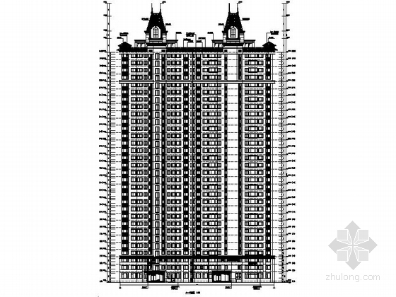 [黑龙江]现代风格高层住宅廉住房建筑施工图（含多栋建筑 知名甲级设计院）-现代风格高层住宅廉住房建筑立面图