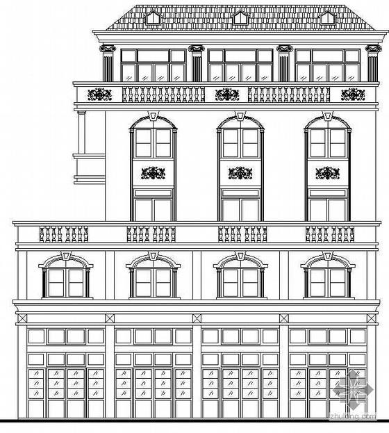 别墅欧式建筑施工图资料下载-某五层欧式别墅建筑施工图