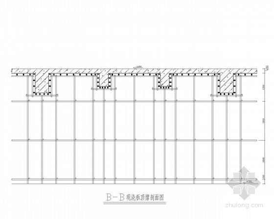 [上海]代表性家具城办公项目工程模板施工方案-现浇板支撑图 