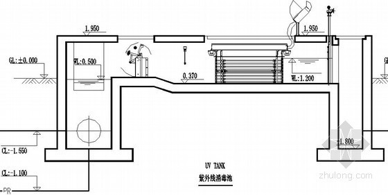 氧化沟工艺全套图纸（3.5万吨）-总图-紫外线消毒池 