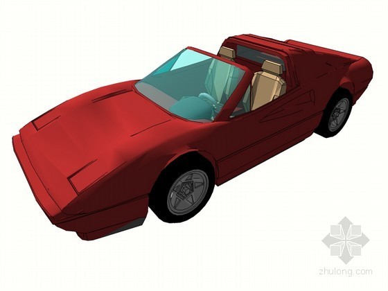 红色跑车SketchUp模型下载-红色跑车 