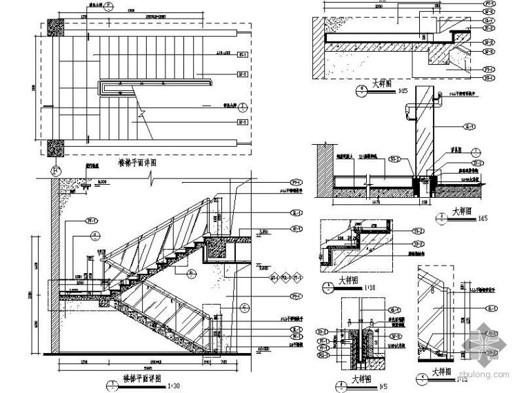 不锈钢楼梯扶手标准图集资料下载-不锈钢扶手楼梯间详图