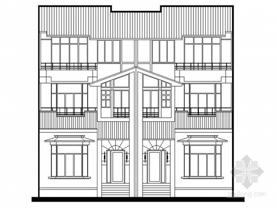 三层办公楼3000平方米资料下载-某三层双拼别墅建筑方案图（200平方米）