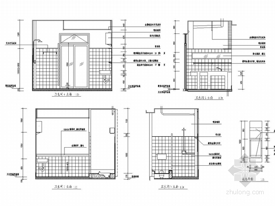 [广东]五层异形柱框架结构研究生宿舍楼建筑结构施工图-卫生间立面展开图
