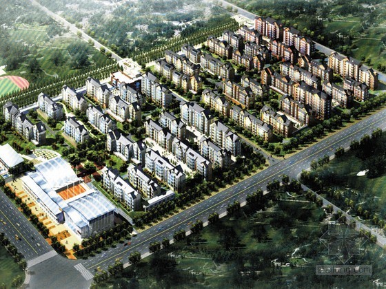 住宅区概念方案资料下载-[北京]某现代体育花园式住宅小区概念方案
