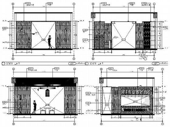 [郑州]朴实原木风格拉面馆室内CAD施工图（含实景效果图）立面图 