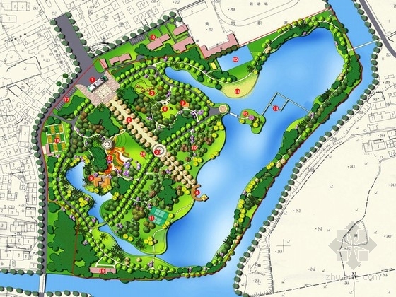 以蘑菇为主题景观方案资料下载-[武汉]“水绿之间”为主题的自然生态公园景观规划设计方案