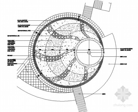 中式六角凉亭CAD资料下载-凉亭周边铺地平面图