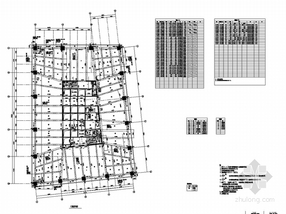 [贵州]40层钢筋混凝土框架核心筒结构综合大楼结构施工图（含屋顶花园，地下五层）-十层结构平面图