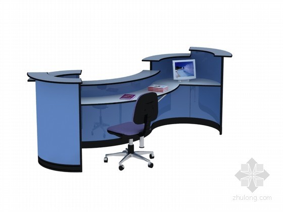 办公前台CAD资料下载-前台办公桌3D模型下载