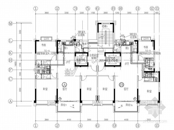 多层住宅楼多户型资料下载-[安徽]高层住宅楼装修户型给排水施工图
