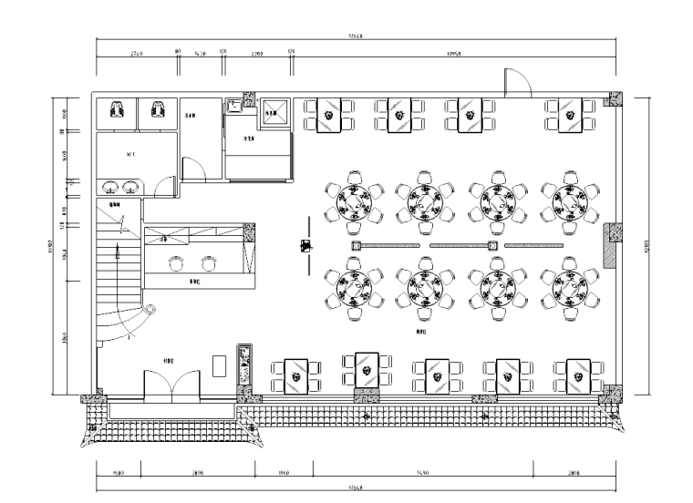 [四川]中式风格川菜馆室内装修设计施工图-一层平面图