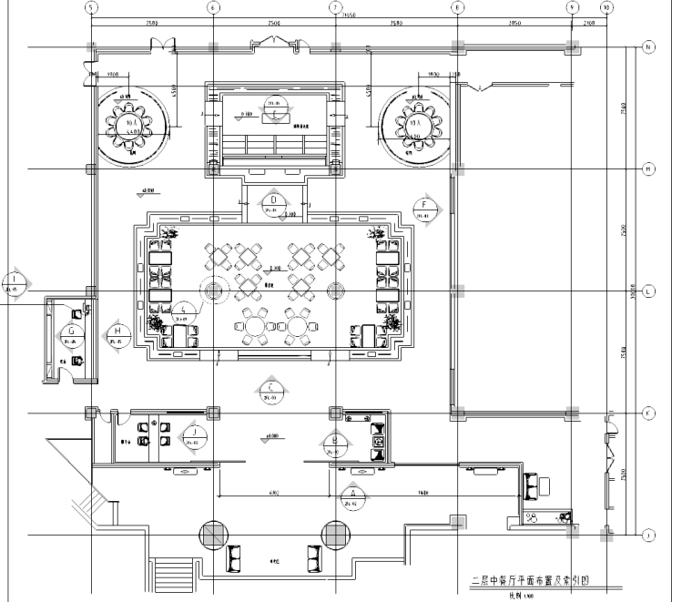 北京香格里拉酒店CAD资料下载-[北京]酒店中餐厅散座区装修施工图