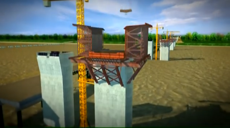 波形钢腹板合龙段施工资料下载-国内首创的波形钢腹板桥，三维动画完美还原施工现场！