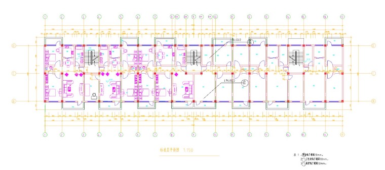 框架商住楼（计算书、建筑、结构图）-2、标准层平面图