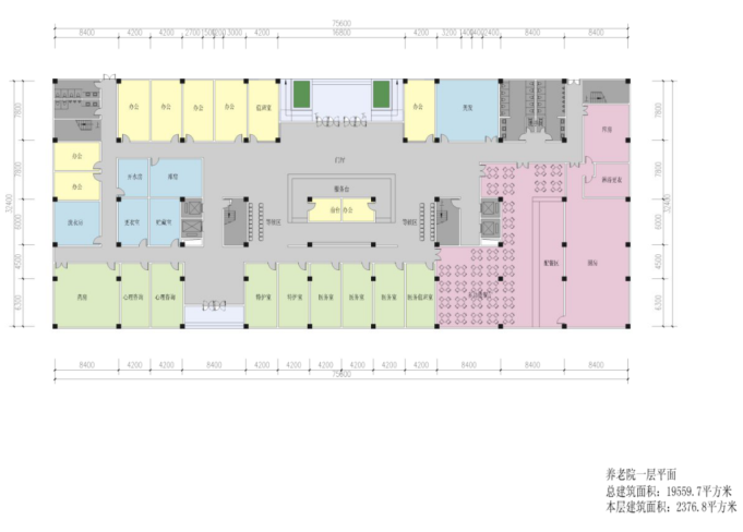 [贵州]榕江养老院建筑设计方案文本-一层平面图