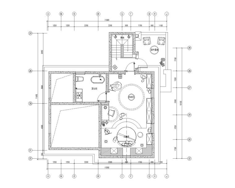 [江苏]南京大华锦绣华城香鸢美颂四居室样板房全套CAD施工图-35F平面布置图