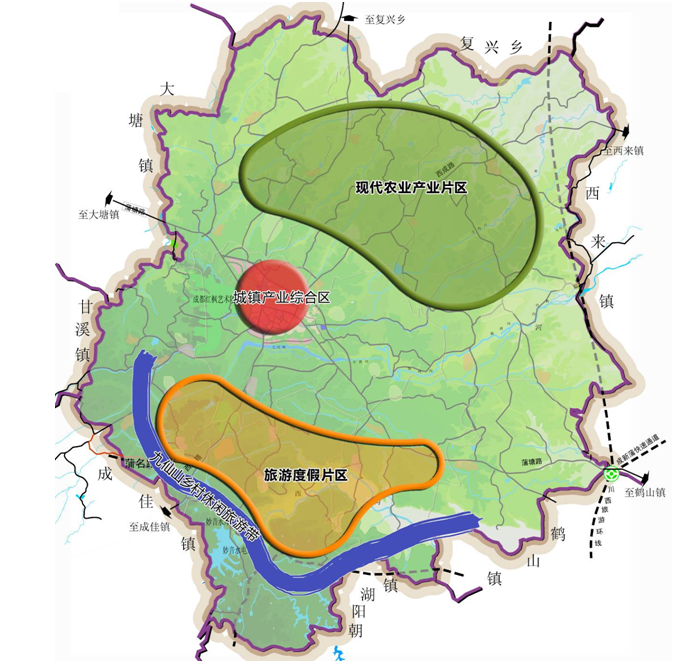 [四川]红色文化基地传统民居城镇规划景观方案文本-产业空间结构分析