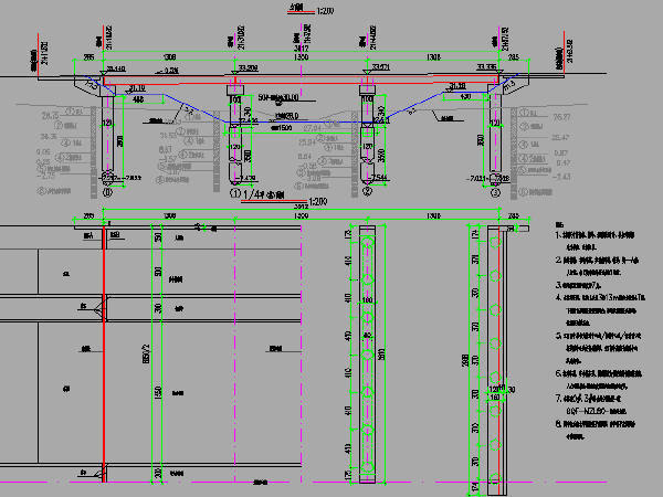 T梁预制场龙门架CAD图资料下载-2016年设计跨河3跨13米简支T梁桥施工图设计41张CAD（C50混凝土，桩基）