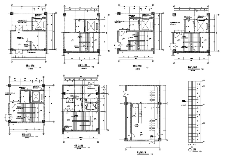 大型多层商场建筑设计施工图CAD-多层大型商场建筑设计楼梯大样图