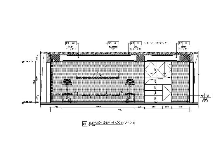 250平米平层全套豪华样板房设计CAD施工图（含效果图）立面图