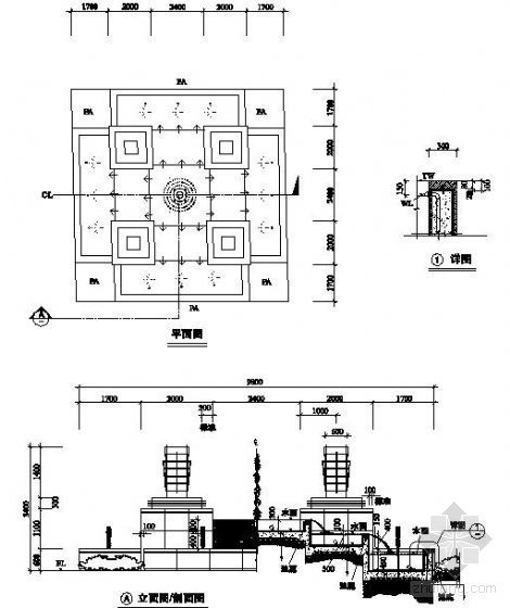 土钉墙施工图dwg资料下载-跌水景墙施工图
