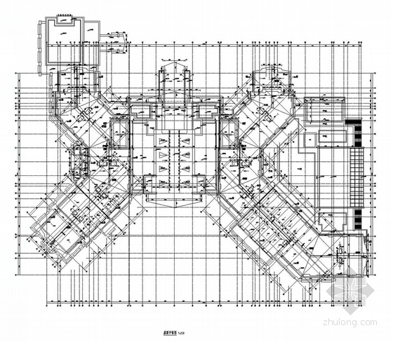 [吉林]中式风格国际旅游度假酒店建筑施工图-酒店屋顶平面图